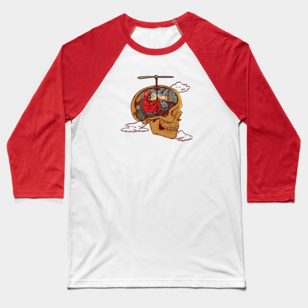 Skull Pilot Baseball T-Shirt by Thomcat23